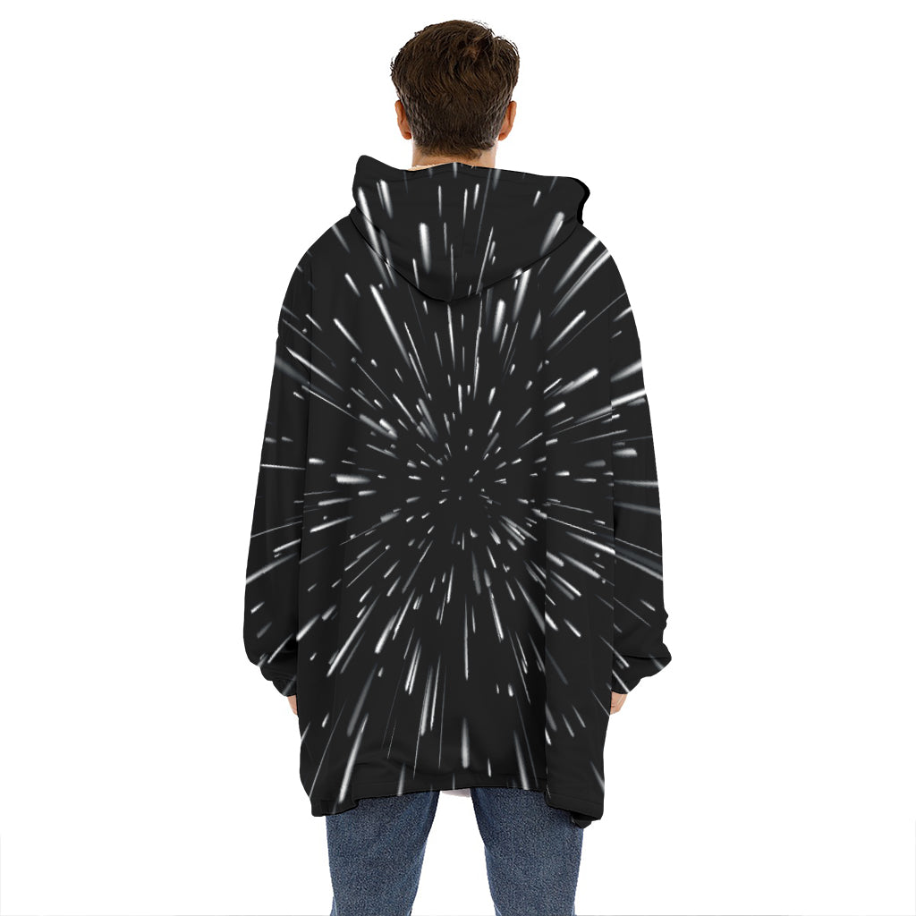 Galaxy Hyperspace Print Hoodie Blanket