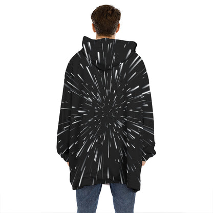 Galaxy Hyperspace Print Hoodie Blanket