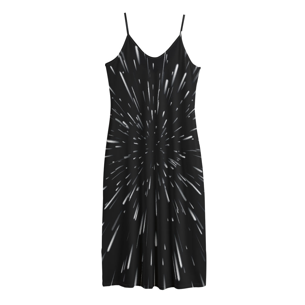 Galaxy Hyperspace Print Jersey Midi Cami Dress