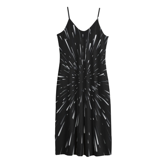 Galaxy Hyperspace Print Jersey Midi Cami Dress