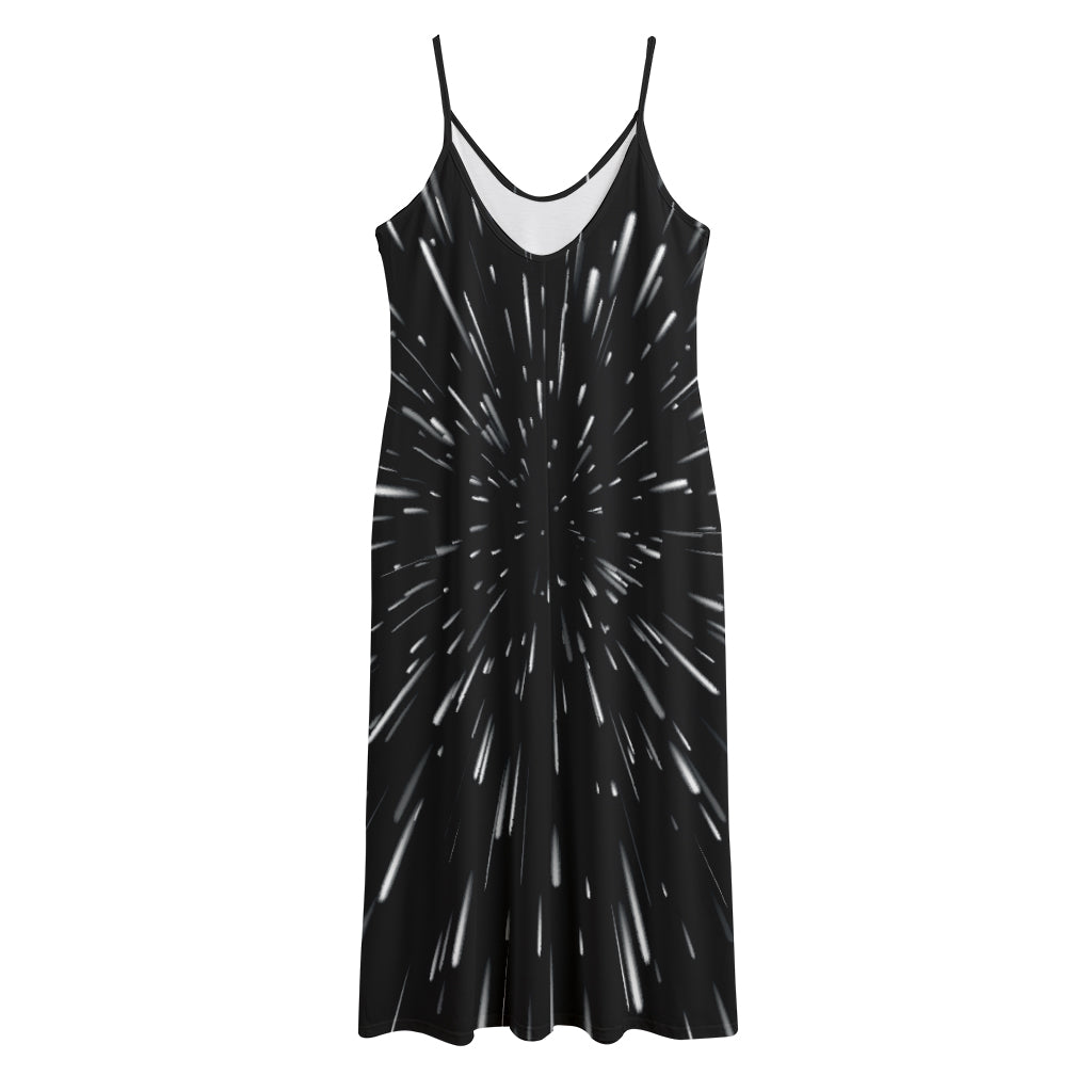 Galaxy Hyperspace Print Jersey Midi Cami Dress