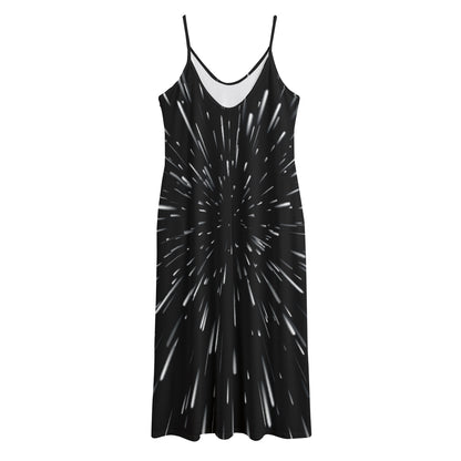 Galaxy Hyperspace Print Jersey Midi Cami Dress