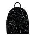 Galaxy Hyperspace Print Leather Backpack