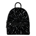 Galaxy Hyperspace Print Leather Backpack
