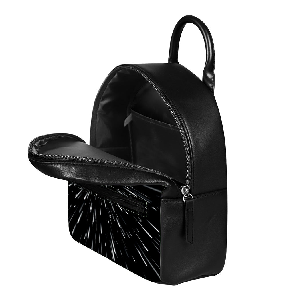 Galaxy Hyperspace Print Leather Backpack