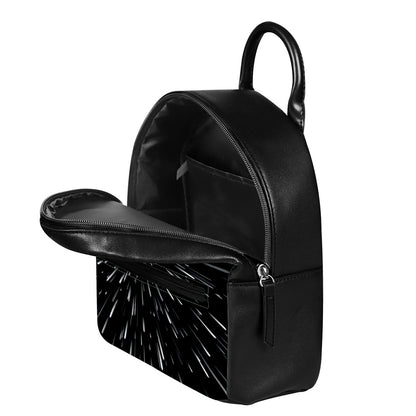 Galaxy Hyperspace Print Leather Backpack