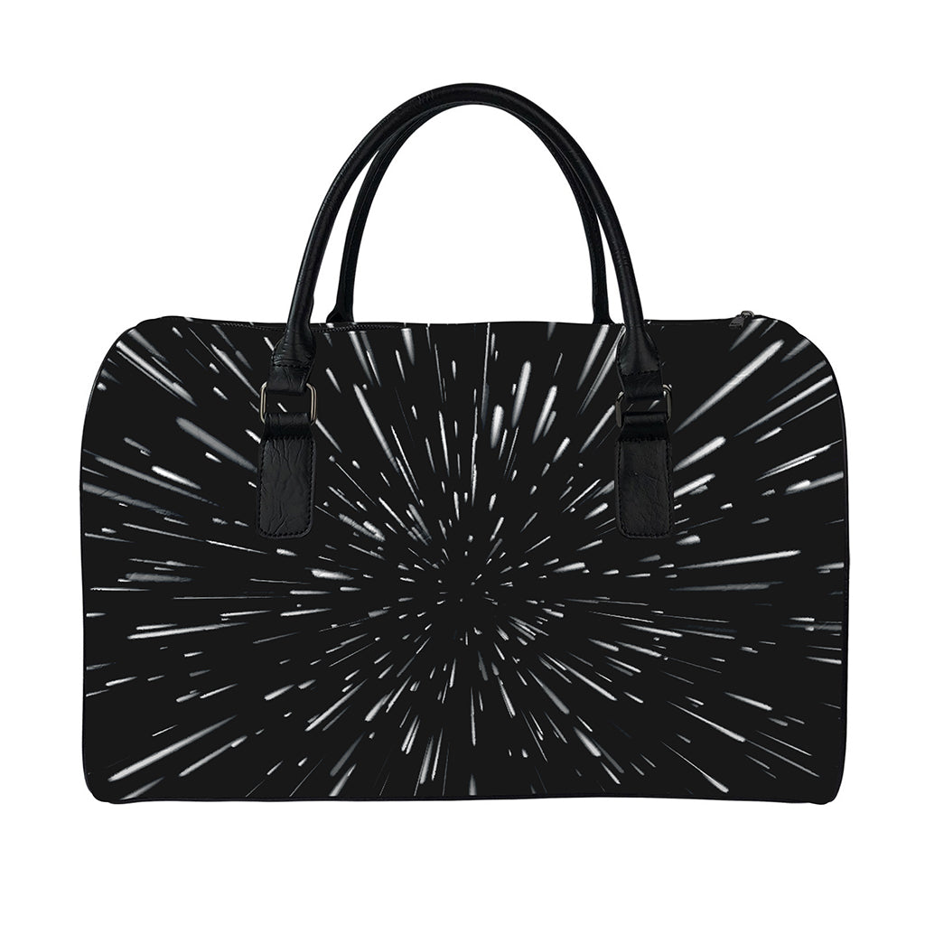 Galaxy Hyperspace Print Leather Duffle Bag