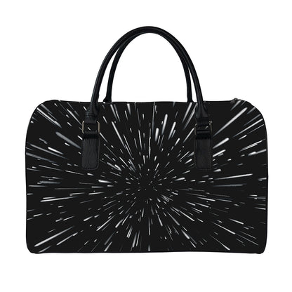 Galaxy Hyperspace Print Leather Duffle Bag