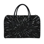 Galaxy Hyperspace Print Leather Duffle Bag