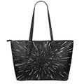 Galaxy Hyperspace Print Leather Tote Bag With Zipper