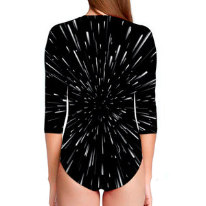 Galaxy Hyperspace Print Long Sleeve Swimsuit