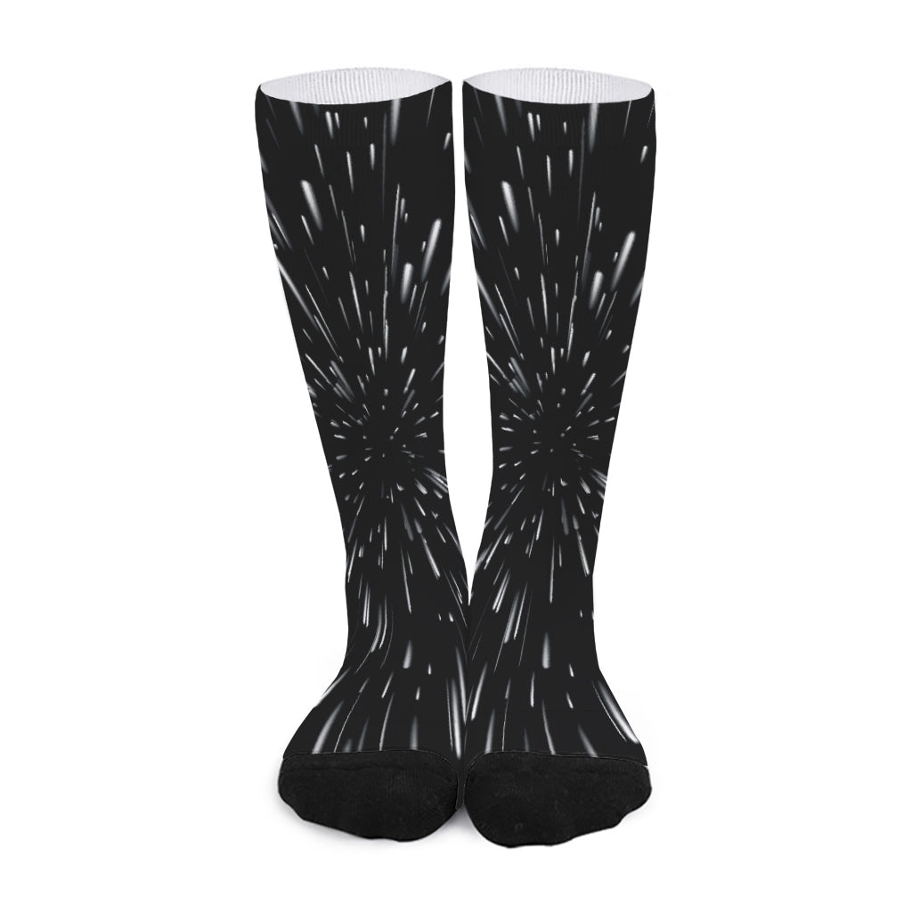 Galaxy Hyperspace Print Long Socks