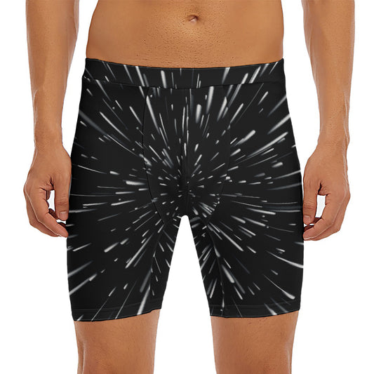Galaxy Hyperspace Print Men's Long Boxer Briefs