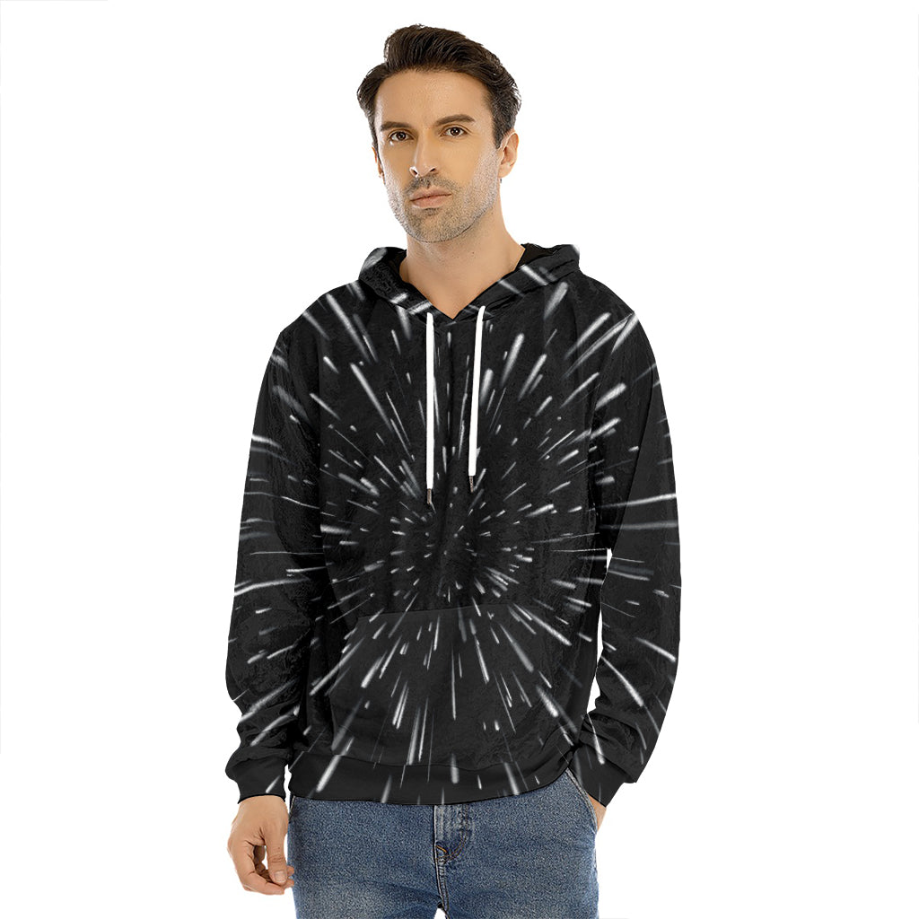 Galaxy Hyperspace Print Men's Velvet Pullover Hoodie