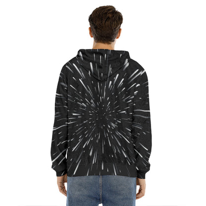 Galaxy Hyperspace Print Men's Velvet Pullover Hoodie