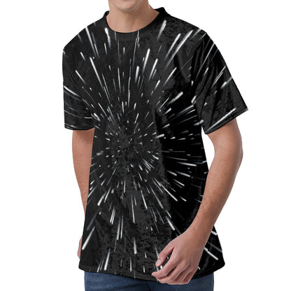 Galaxy Hyperspace Print Men's Velvet T-Shirt