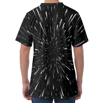 Galaxy Hyperspace Print Men's Velvet T-Shirt