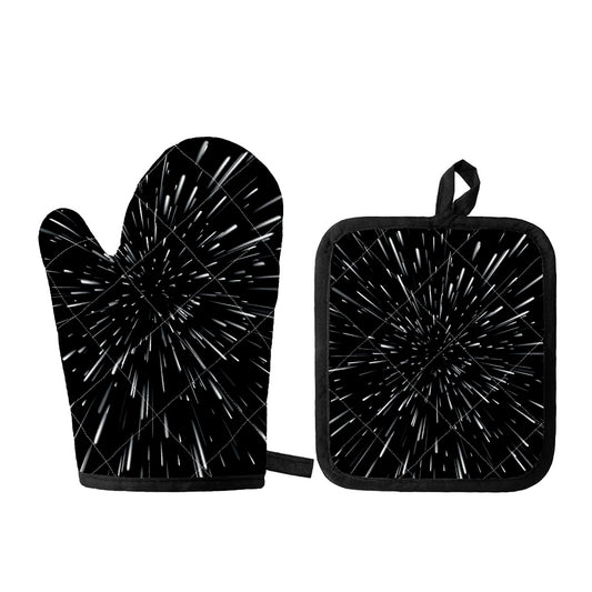 Galaxy Hyperspace Print Oven Mitt And Pot Holder Set