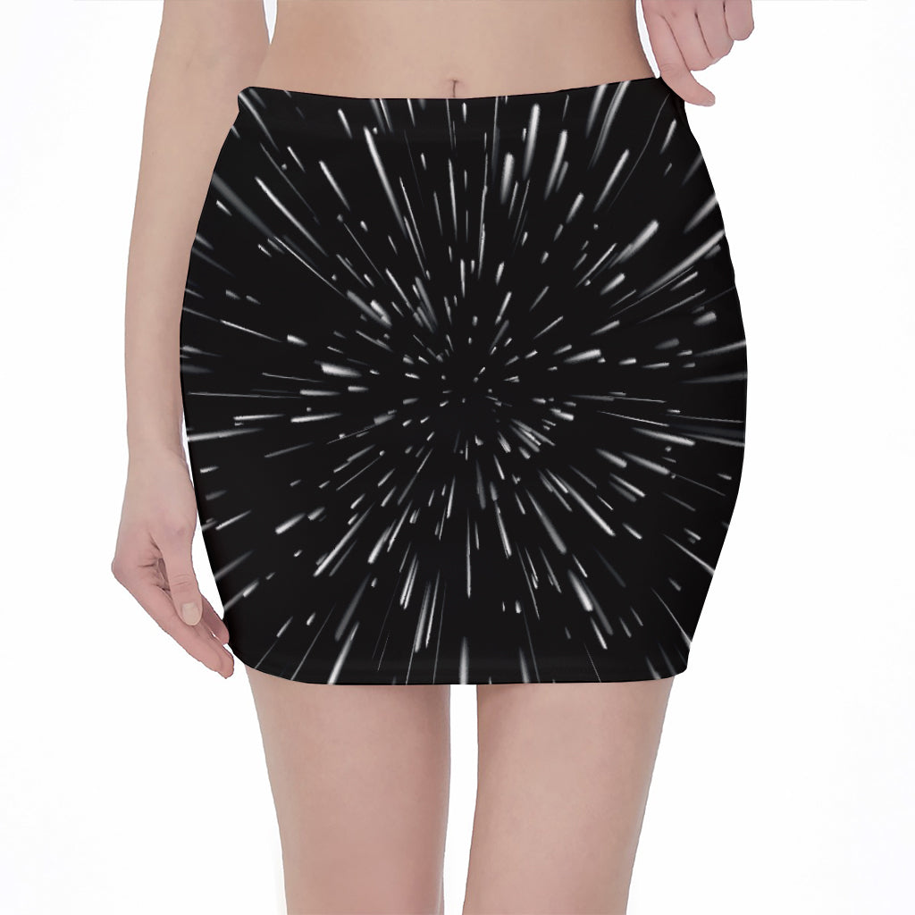 Galaxy Hyperspace Print Pencil Mini Skirt