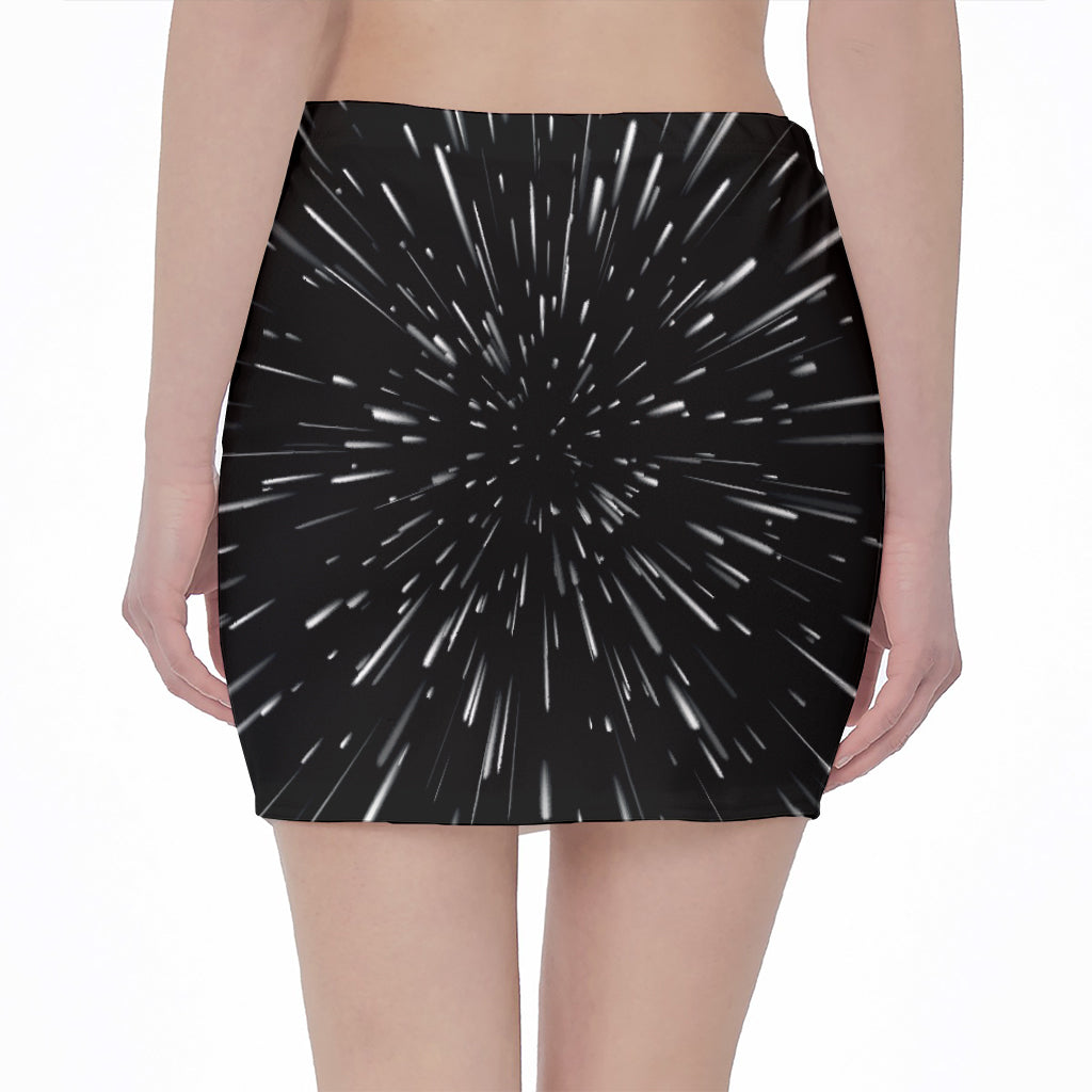 Galaxy Hyperspace Print Pencil Mini Skirt