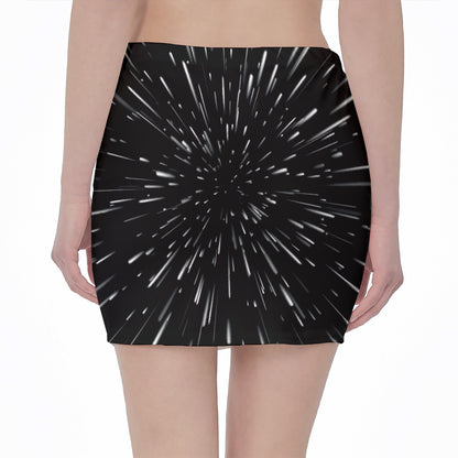 Galaxy Hyperspace Print Pencil Mini Skirt