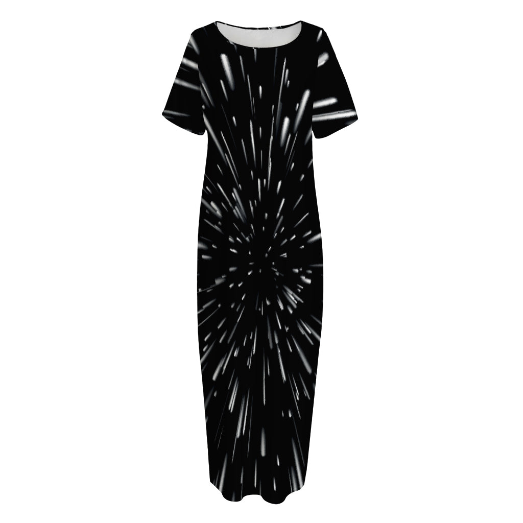 Galaxy Hyperspace Print Short Sleeve Long Nightdress