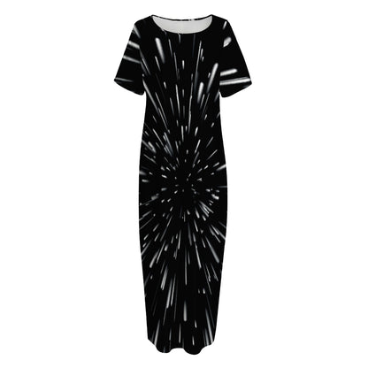 Galaxy Hyperspace Print Short Sleeve Long Nightdress