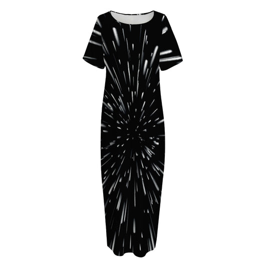 Galaxy Hyperspace Print Short Sleeve Long Nightdress