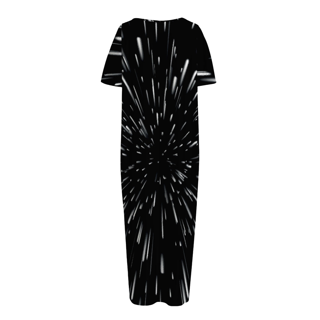 Galaxy Hyperspace Print Short Sleeve Long Nightdress