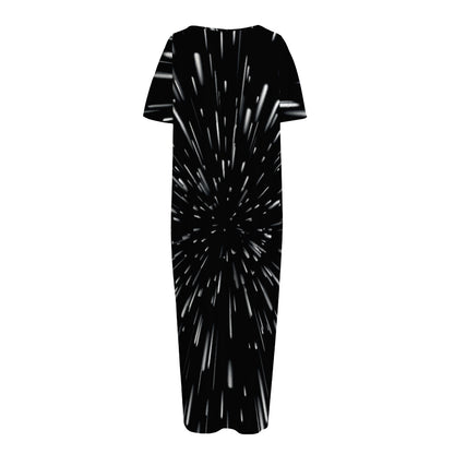 Galaxy Hyperspace Print Short Sleeve Long Nightdress
