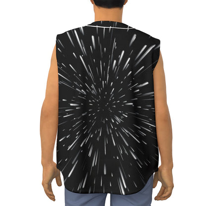 Galaxy Hyperspace Print Sleeveless Baseball Jersey