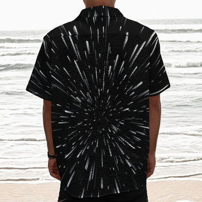 Galaxy Hyperspace Print Textured Short Sleeve Shirt