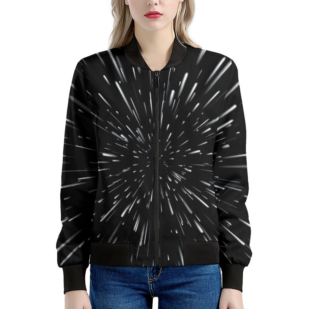 Galaxy Hyperspace Print Women's Bomber Jacket