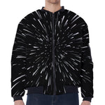 Galaxy Hyperspace Print Zip Sleeve Bomber Jacket