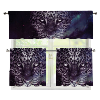Galaxy Jaguar Print 3 Piece Kitchen Curtains