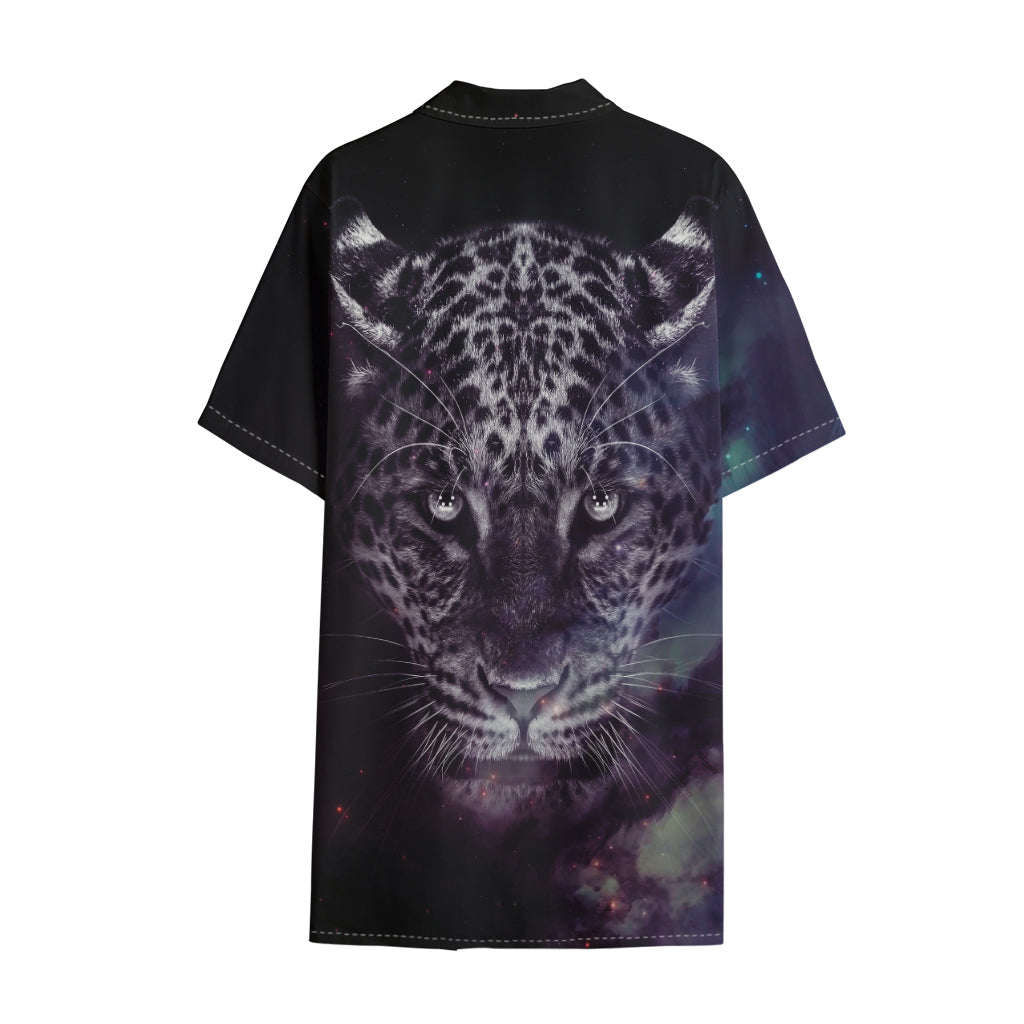 Galaxy Jaguar Print Cotton Hawaiian Shirt