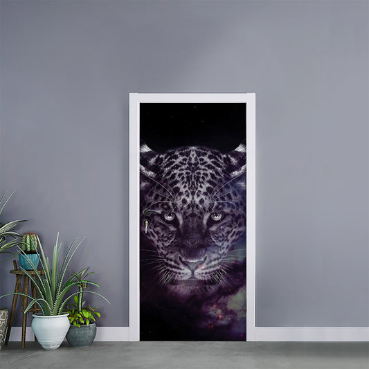 Galaxy Jaguar Print Door Sticker