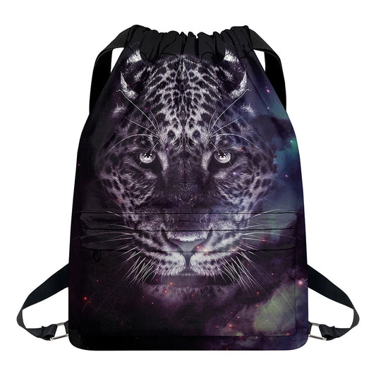 Galaxy Jaguar Print Drawstring Backpack
