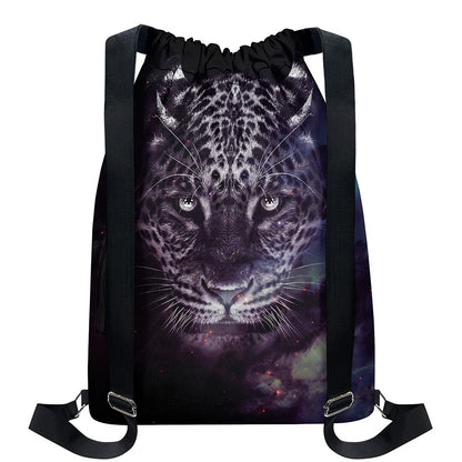 Galaxy Jaguar Print Drawstring Backpack