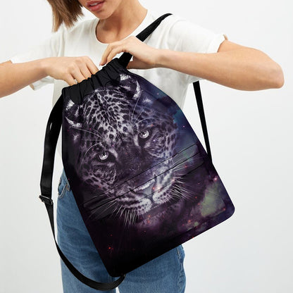 Galaxy Jaguar Print Drawstring Backpack