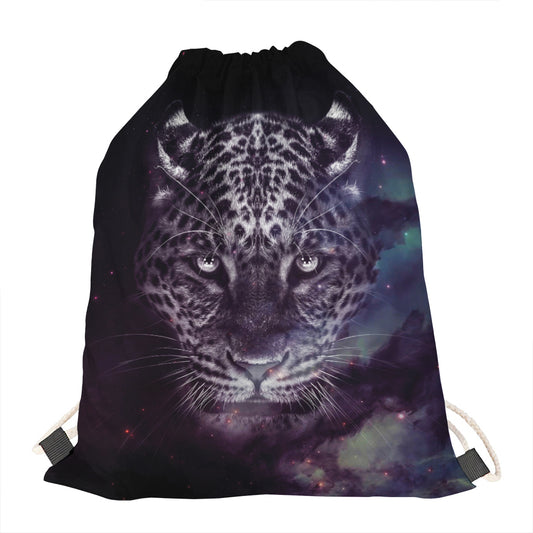 Galaxy Jaguar Print Drawstring Bag