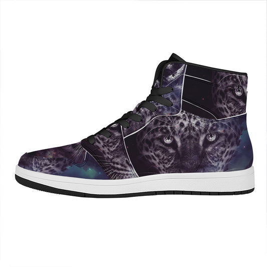 Galaxy Jaguar Print High Top Leather Sneakers
