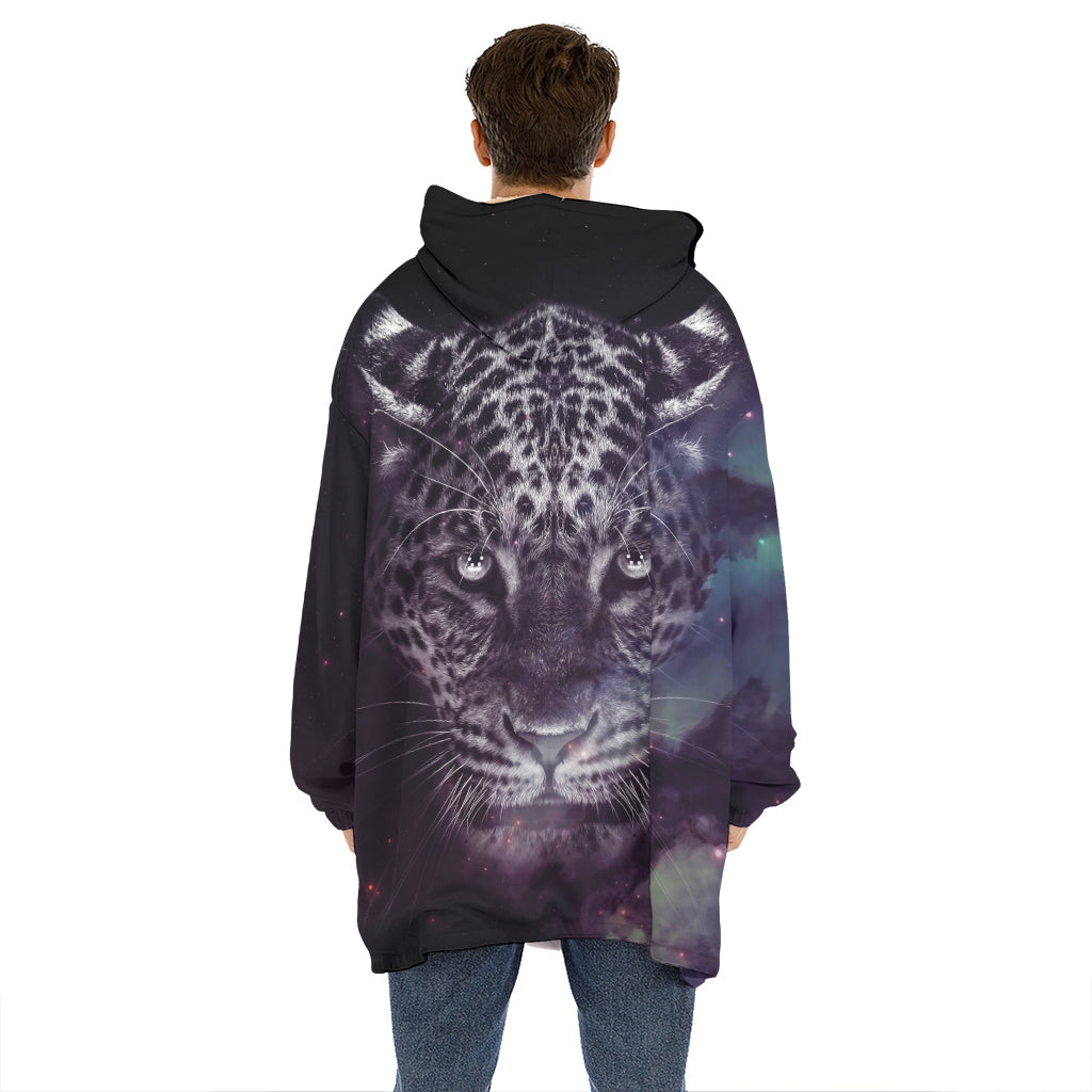 Galaxy Jaguar Print Hoodie Blanket