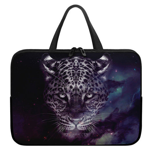 Galaxy Jaguar Print Laptop Sleeve With Handle