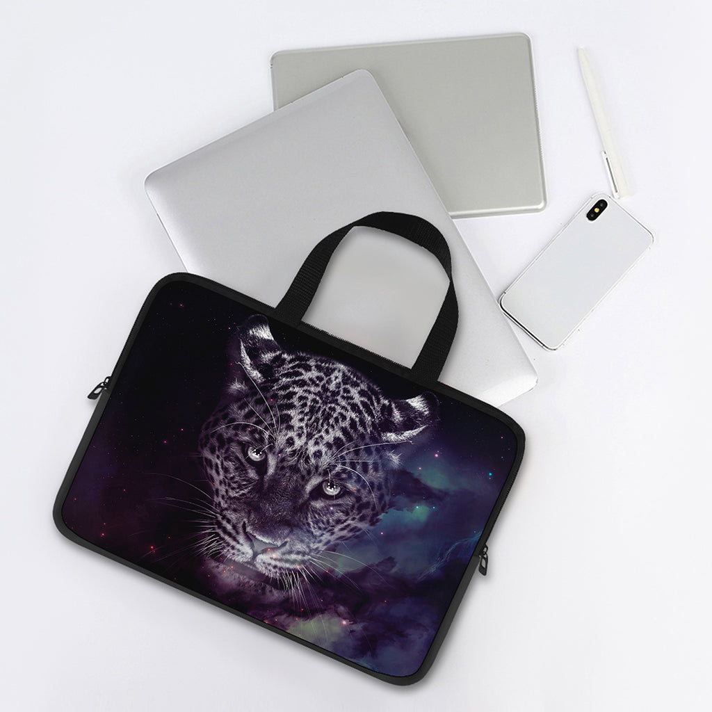 Galaxy Jaguar Print Laptop Sleeve With Handle
