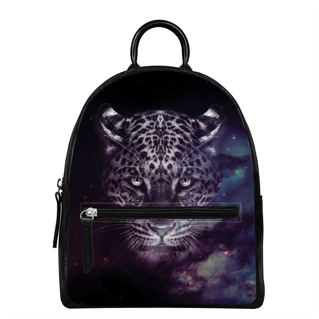 Galaxy Jaguar Print Leather Backpack