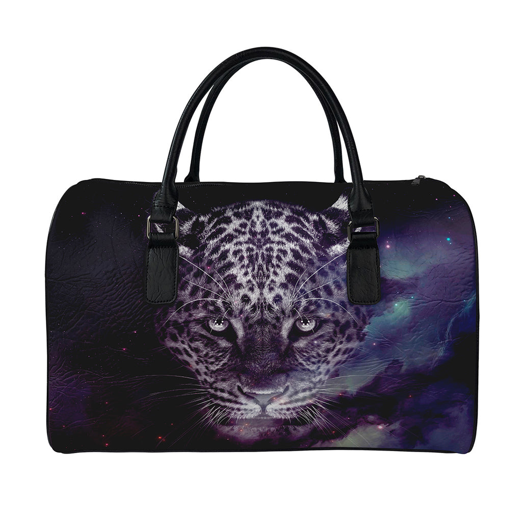 Galaxy Jaguar Print Leather Duffle Bag