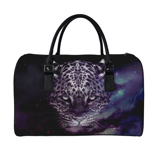 Galaxy Jaguar Print Leather Duffle Bag