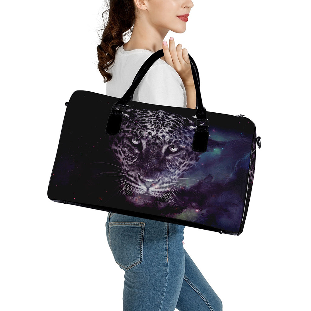 Galaxy Jaguar Print Leather Duffle Bag