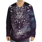 Galaxy Jaguar Print Long Sleeve Baseball Jersey